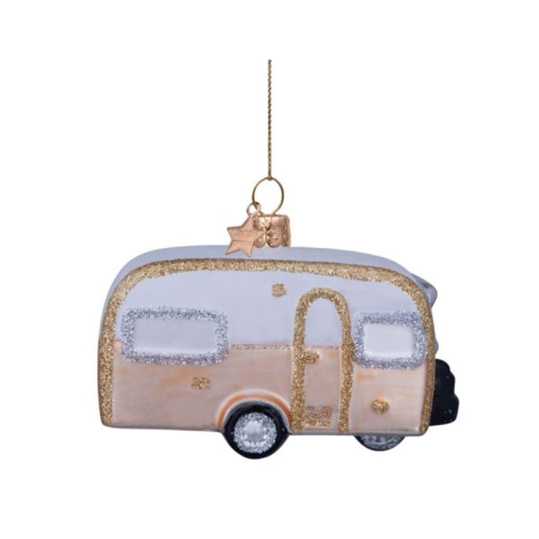 Gold & White Caravan Ornament Glass 玻璃掛飾