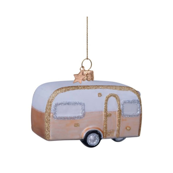 Gold & White Caravan Ornament Glass 玻璃掛飾