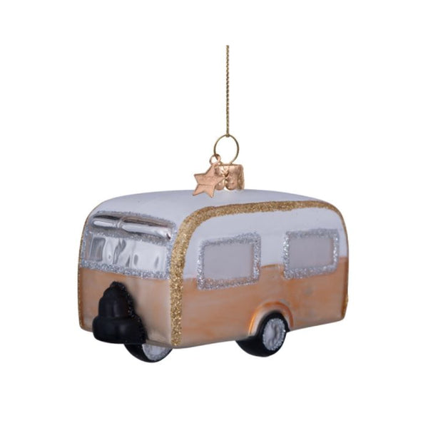 Gold & White Caravan Ornament Glass 玻璃掛飾