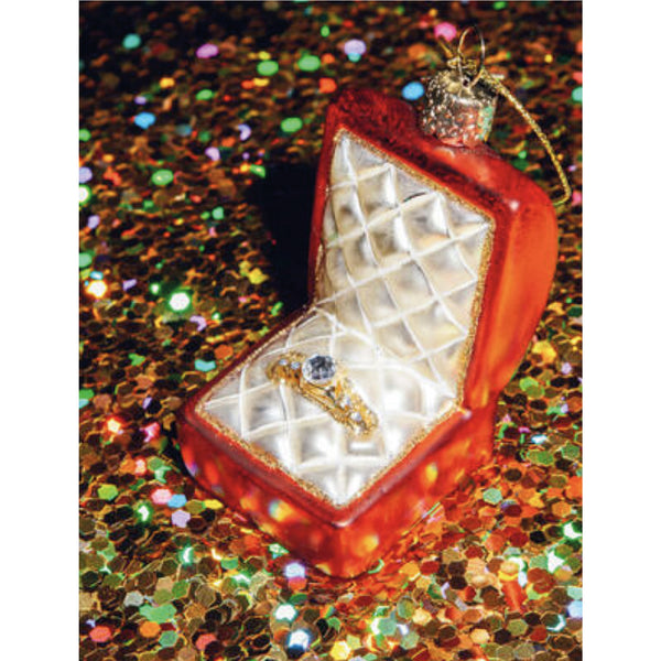 Red Matt Wedding Ring Box Ornament Glass 玻璃掛飾