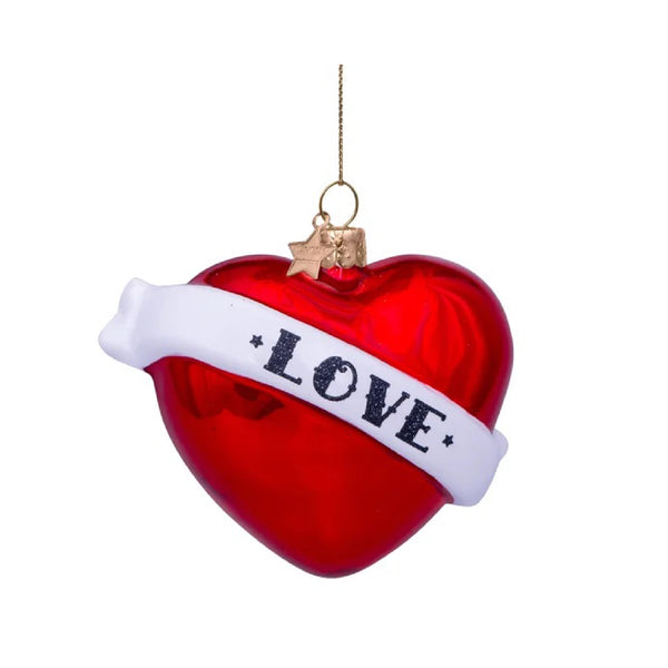 Red Pearl Heart Ornament Glass 玻璃掛飾