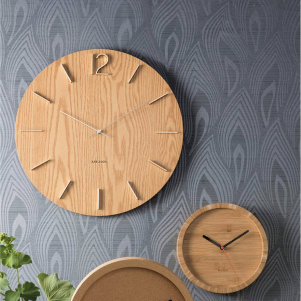 Wall Clock Meek - Light Wood 淺木鋼材刻度掛鐘 Karlsson