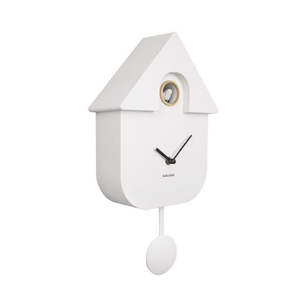 白色 Wall Clock Modern Cuckoo 搖擺布谷鳥掛鐘 ( 整點報時 )