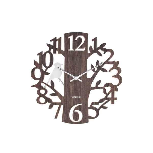 Wall Clock Woodpecker MDF - Dark Wood 啄木鳥掛鐘 Karlsson