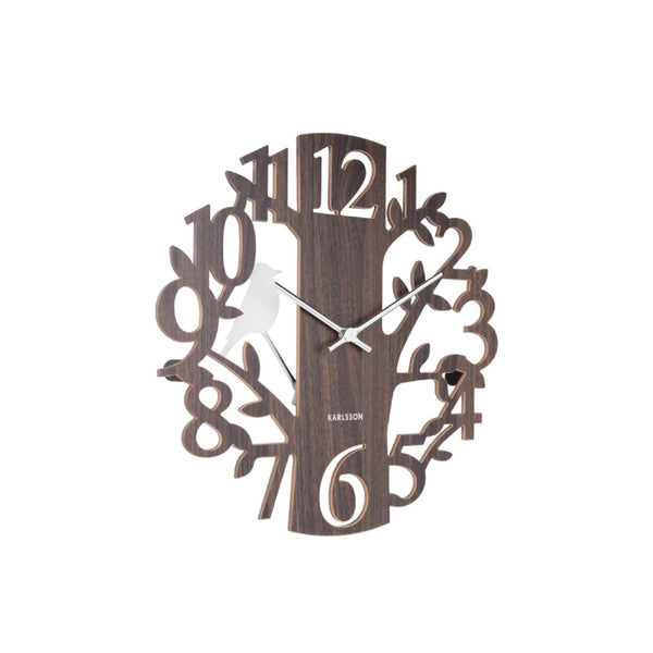 Wall Clock Woodpecker MDF - Dark Wood 啄木鳥掛鐘 Karlsson
