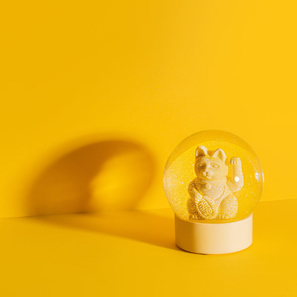 Lucky Cat Snow Globe Yellow 黃色招財貓水晶球
