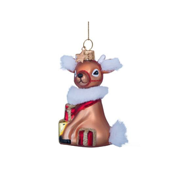 Ornament Glass Brown Reindeer 玻璃聖誕掛飾 Vondels