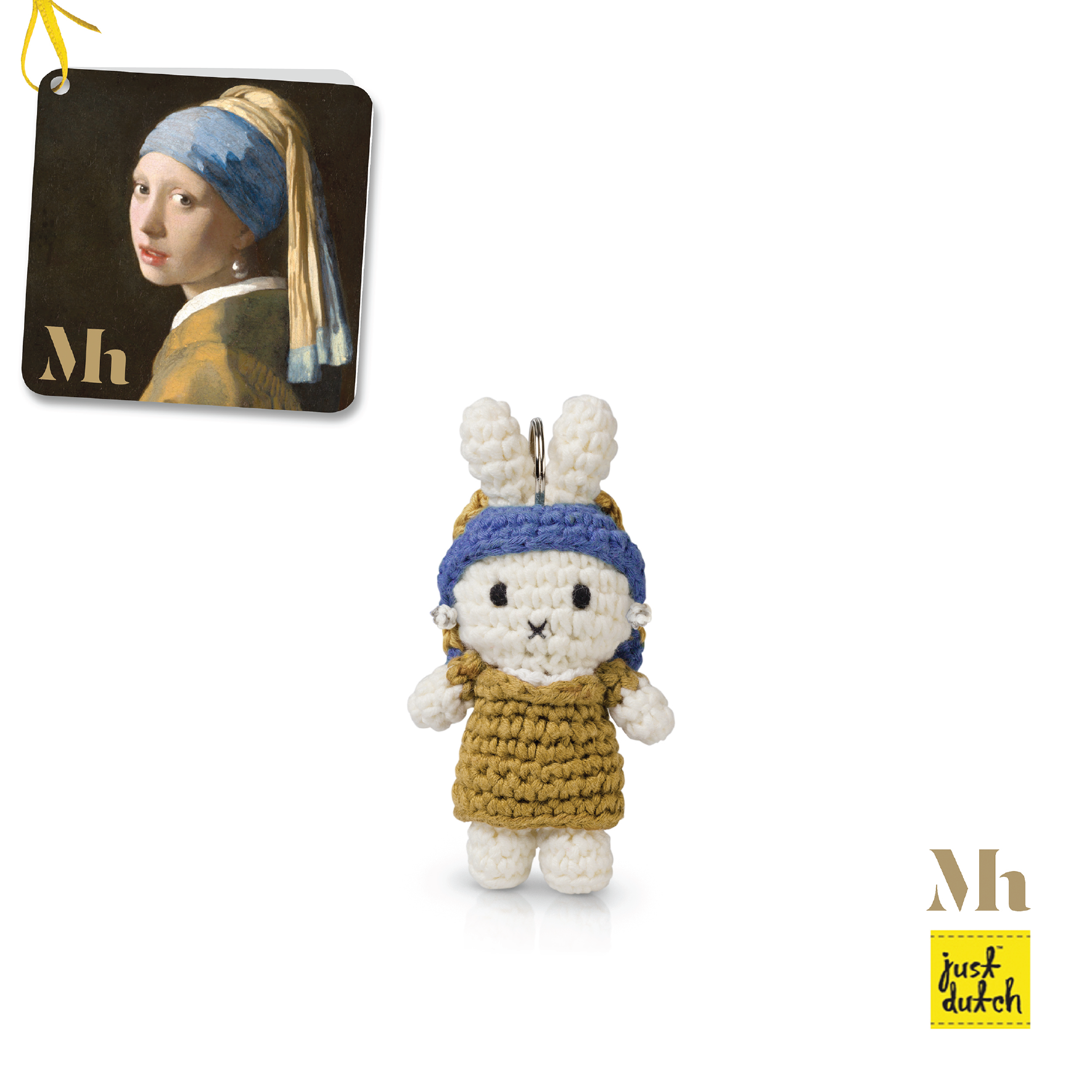 Miffy Handmade Key Hanger - Girl With The Pearl Earring Outfit 手工鈎編公仔鑰匙圈