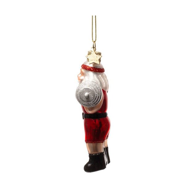 Lifting Dumbbells Santa Ornament Glass 玻璃掛飾