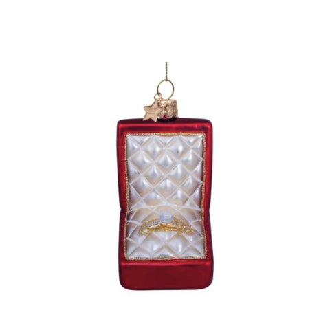 Red Matt Wedding Ring Box Ornament Glass 玻璃聖誕掛飾