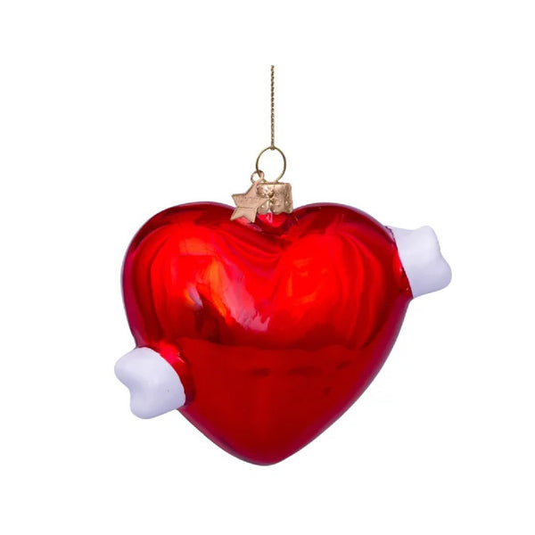 Red Pearl Heart Ornament Glass 玻璃掛飾
