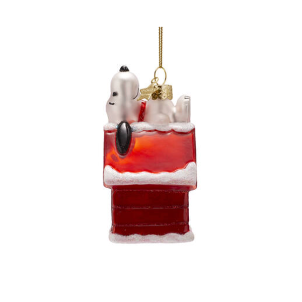 Snoopy Laying On Doghouse Ornament Glass 玻璃掛飾