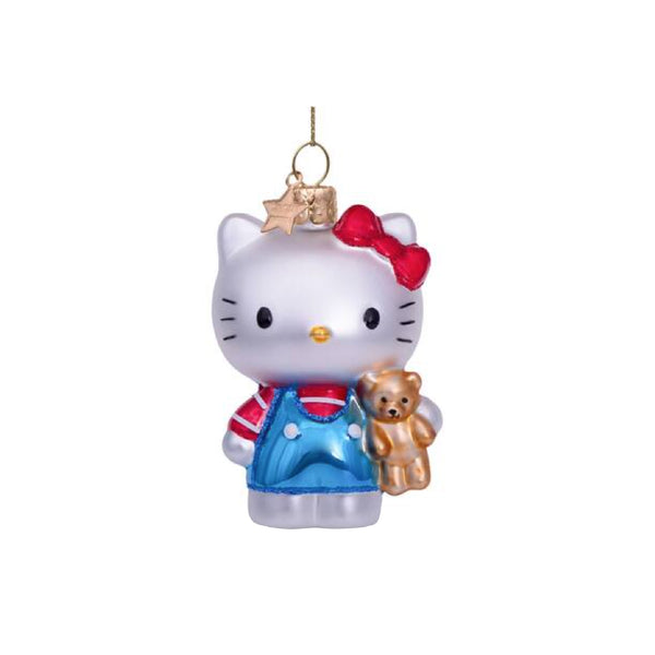 Ornament Glass Hello Kitty Blue With Bear 玻璃聖誕掛飾 Vondels