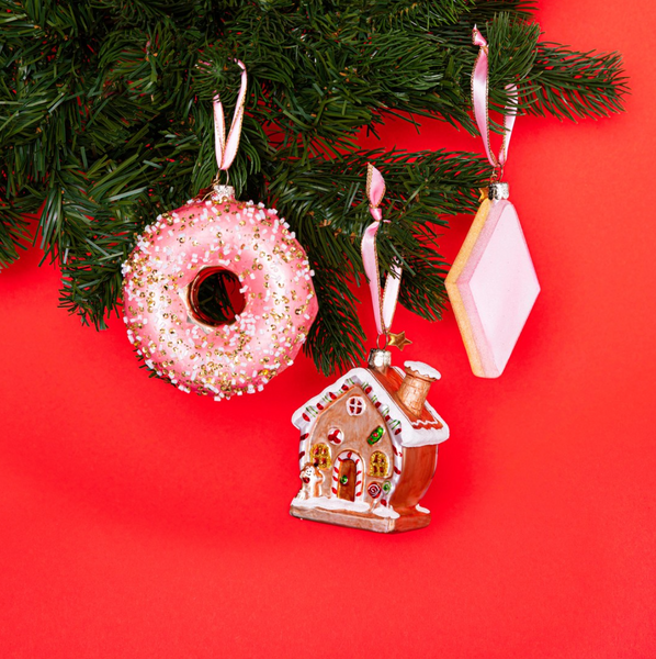 Pink Donut With Decoration Ornament Glass 玻璃掛飾