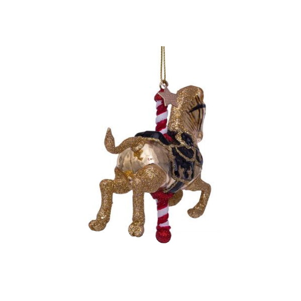 Shiny Gold Carousel Horse Ornament Glass 玻璃聖誕掛飾