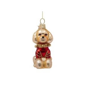 Blond Poodle With Red T-shirt Ornament Glass 玻璃聖誕掛飾