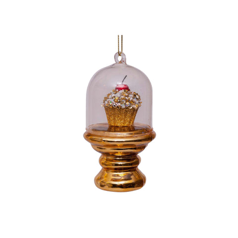 Gold Cupcake In Dome Ornament Glass 玻璃掛飾
